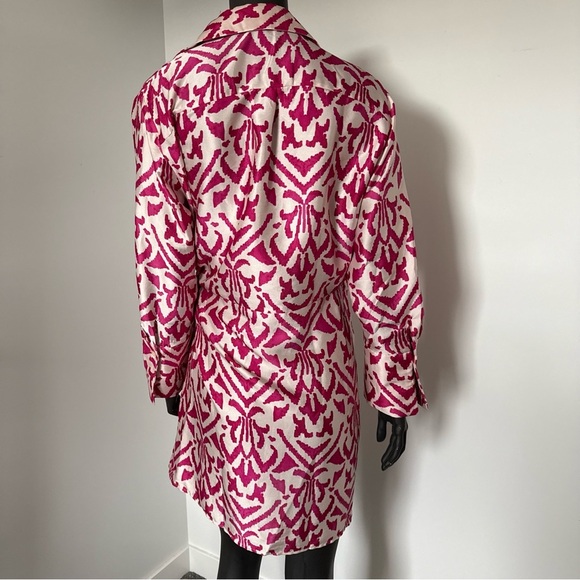 MNG Mango Pink Ikat Wrap Dress – Size XL / US 10 - Picture 4 of 10